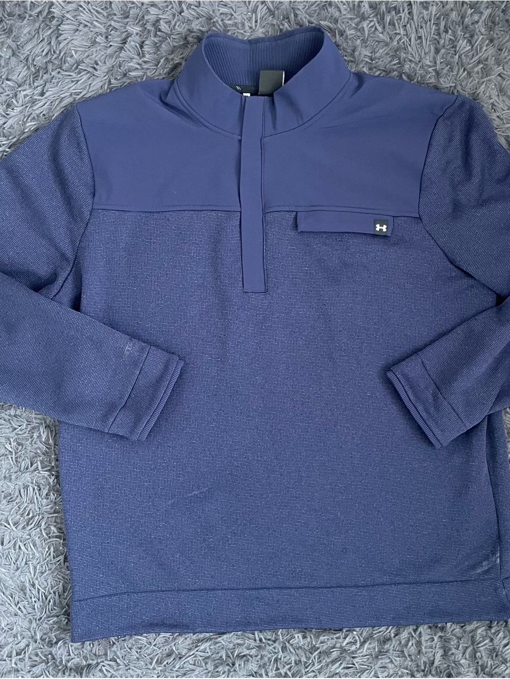 Men Size XL Under Armour Storm Golf Navy Blue 1/4 Snap Fleece Pullover Sweater